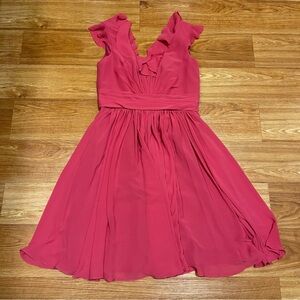 WTOO by Watters & Watters Lined Ruffled Bridesmaid, Formal Dress in Pink, US 12